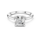 Emerald Cut Hidden Halo Diamond Engagement Ring with Micro Pavé Accent Band