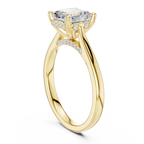 Emerald Cut Hidden Halo Diamond Engagement Ring with Micro Pavé Accent Band