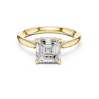 Emerald Cut Hidden Halo Diamond Engagement Ring with Micro Pavé Accent Band