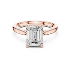 Emerald Cut Diamond Engagement Ring with Hidden Halo Accent Bridge