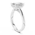 Emerald Cut Diamond Engagement Ring with Hidden Halo Accent Bridge