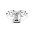 Emerald Cut Diamond Engagement Ring with Hidden Halo Accent Bridge