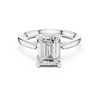 Emerald Cut Diamond Engagement Ring with Hidden Halo Accent Bridge
