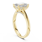 Emerald Cut Diamond Engagement Ring with Hidden Halo Accent Bridge