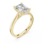 Emerald Cut Diamond Engagement Ring with Hidden Halo Accent Bridge