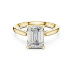 Emerald Cut Diamond Engagement Ring with Hidden Halo Accent Bridge