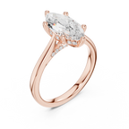 Marquise Cut Diamond Engagement Ring with Hidden Halo Bridge
