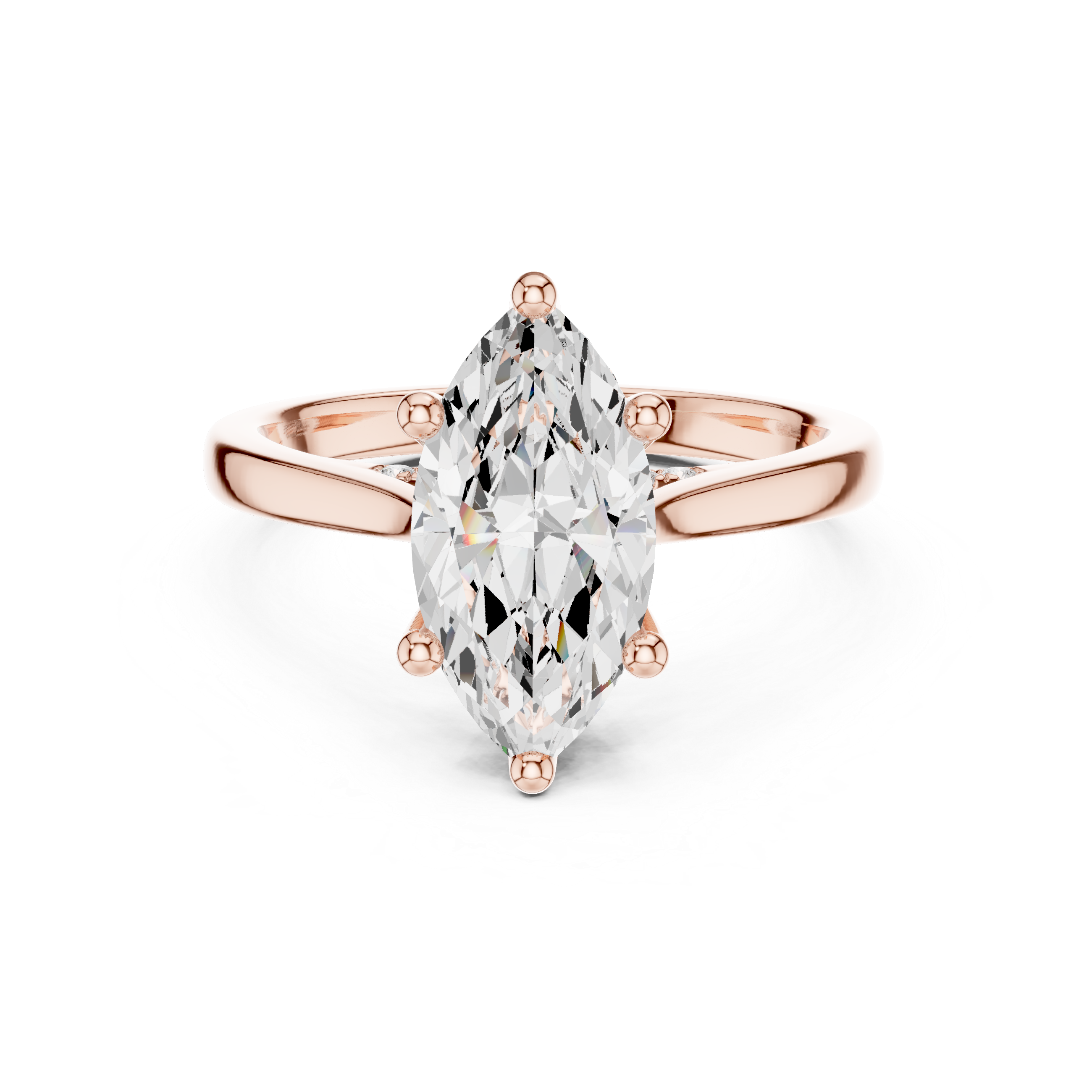 Marquise Cut Diamond Engagement Ring with Hidden Halo Bridge