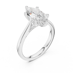 Marquise Cut Diamond Engagement Ring with Hidden Halo Bridge
