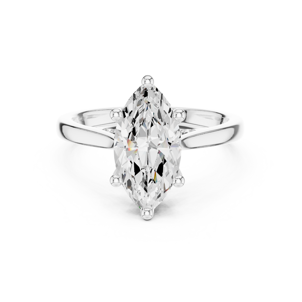 Marquise Cut Diamond Engagement Ring with Hidden Halo Bridge