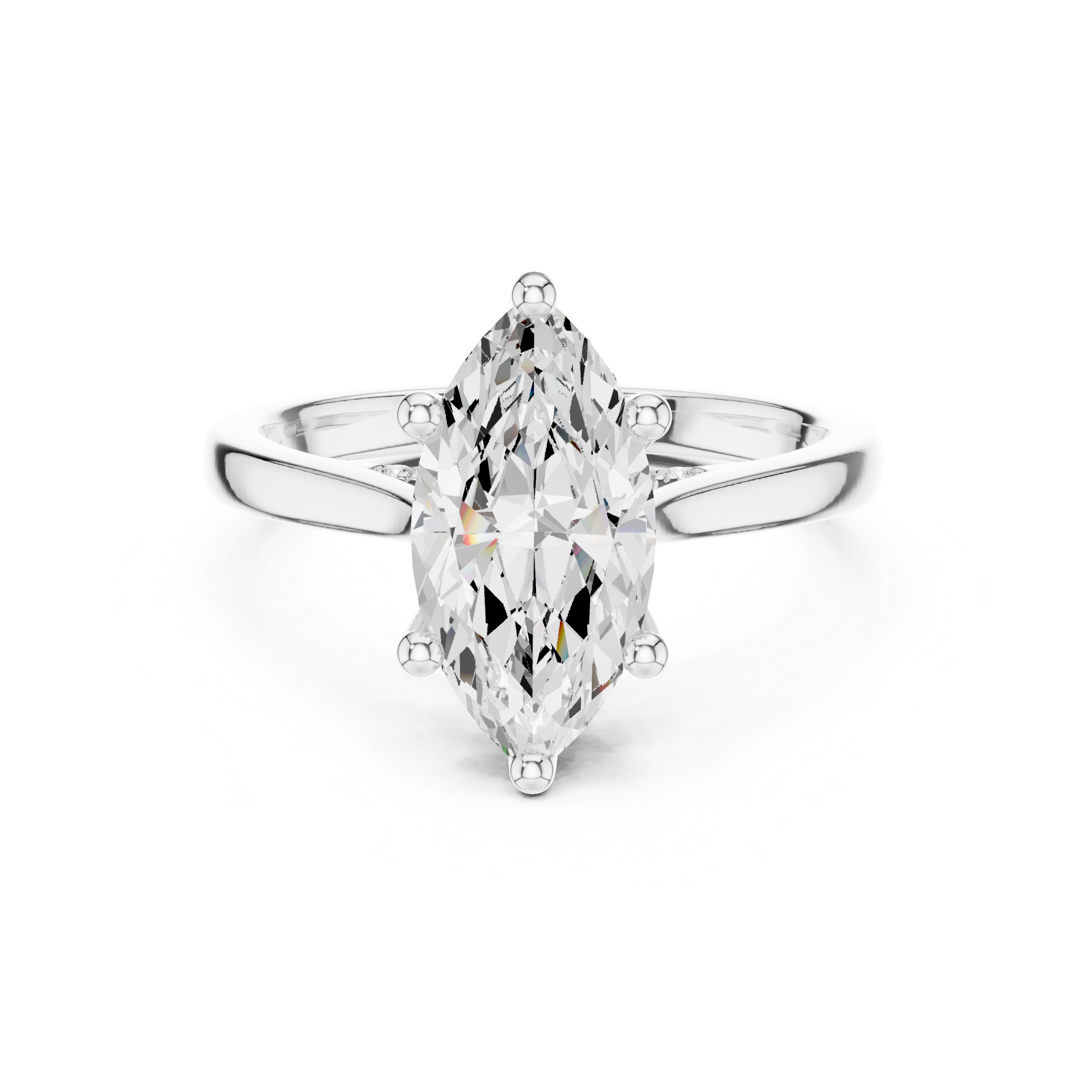 Marquise Cut Diamond Engagement Ring with Hidden Halo Bridge