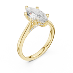 Marquise Cut Diamond Engagement Ring with Hidden Halo Bridge