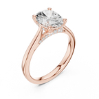 Oval Cut Hidden Halo Diamond Engagement Ring in Cathedral Setting