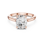Oval Cut Hidden Halo Diamond Engagement Ring in Cathedral Setting
