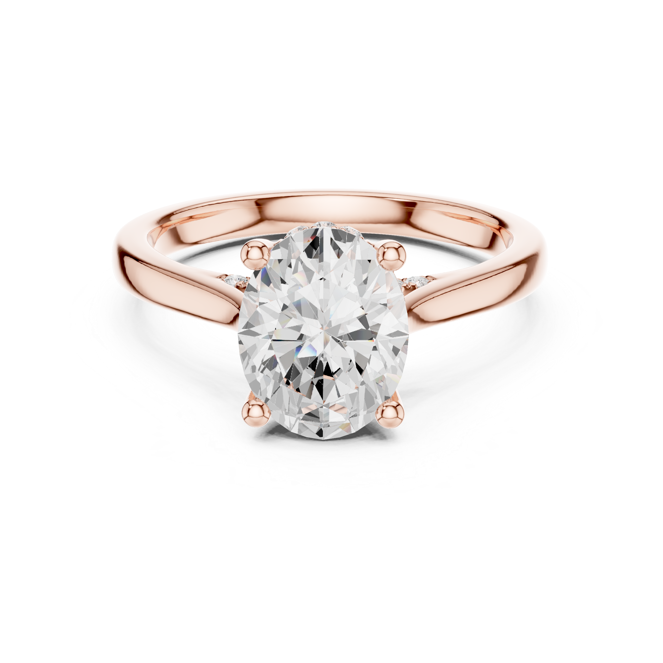 Oval Cut Hidden Halo Diamond Engagement Ring in Cathedral Setting