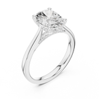 Oval Cut Hidden Halo Diamond Engagement Ring in Cathedral Setting
