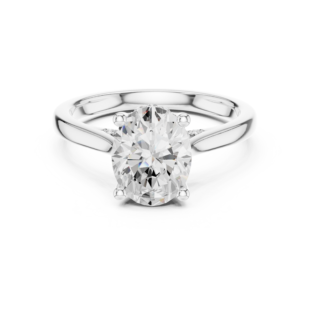 Oval Cut Hidden Halo Diamond Engagement Ring in Cathedral Setting — Jewelix Atelier
