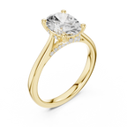 Oval Cut Hidden Halo Diamond Engagement Ring in Cathedral Setting