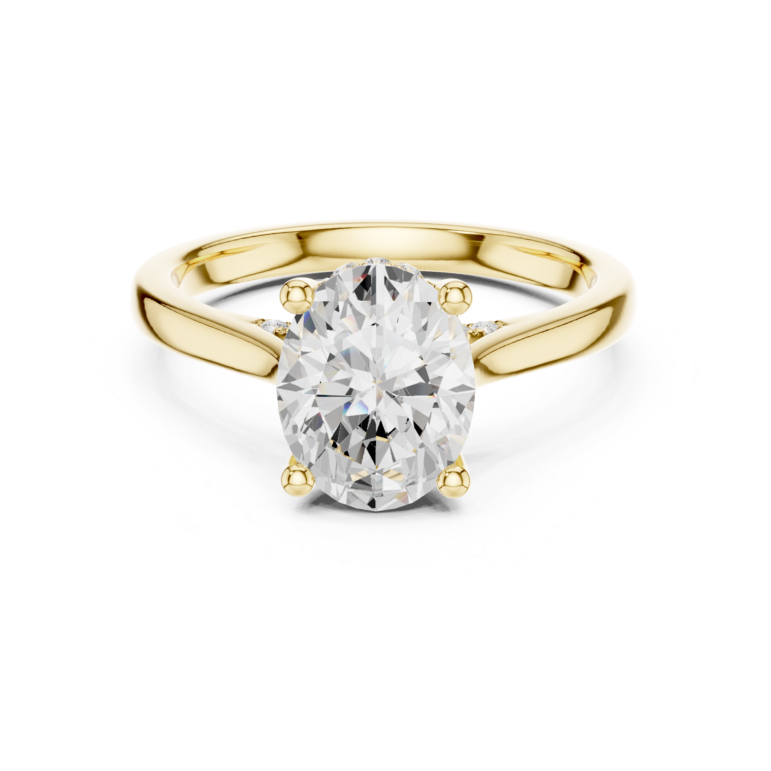 Oval Cut Hidden Halo Diamond Engagement Ring in Cathedral Setting
