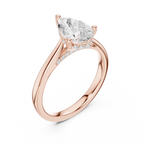 Pear Cut Hidden Halo Diamond Engagement Ring with Cathedral Setting