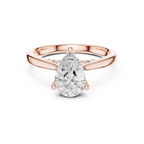 Pear Cut Hidden Halo Diamond Engagement Ring with Cathedral Setting