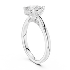 Pear Cut Hidden Halo Diamond Engagement Ring with Cathedral Setting