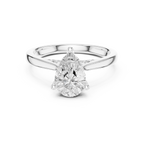 Pear Cut Hidden Halo Diamond Engagement Ring with Cathedral Setting