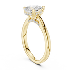 Pear Cut Hidden Halo Diamond Engagement Ring with Cathedral Setting