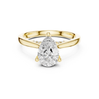 Pear Cut Hidden Halo Diamond Engagement Ring with Cathedral Setting