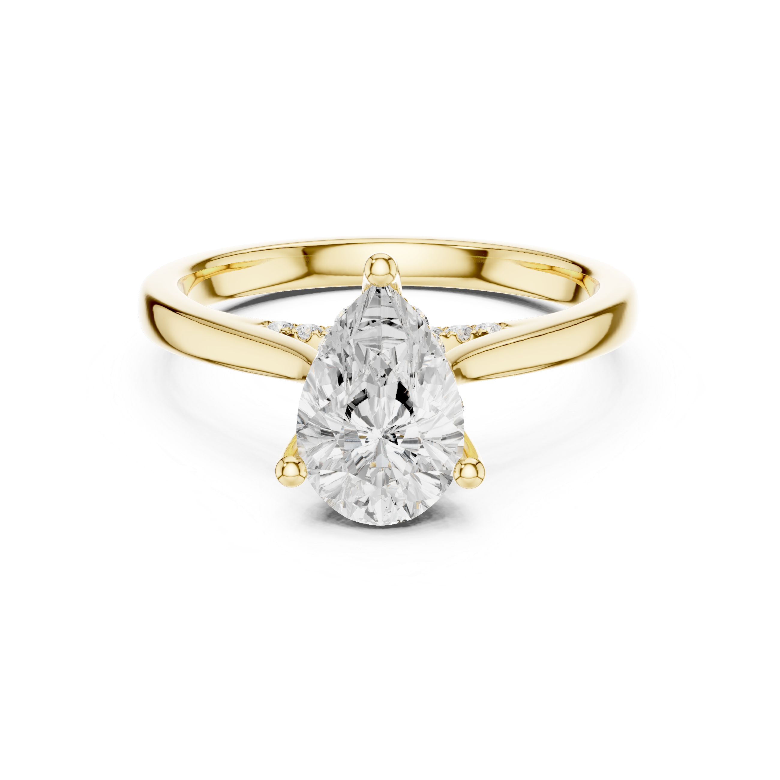 Pear Cut Hidden Halo Diamond Engagement Ring with Cathedral Setting