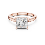 Princess Cut Hidden Halo Diamond Engagement Ring with Cathedral Setting