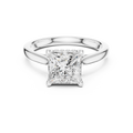 Princess Cut Hidden Halo Diamond Engagement Ring with Cathedral Setting