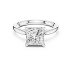 Princess Cut Hidden Halo Diamond Engagement Ring with Cathedral Setting