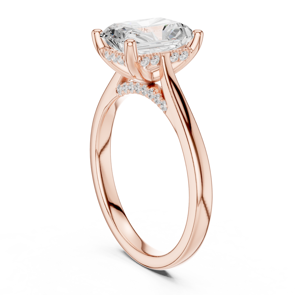 Radiant Cut Hidden Halo Engagement Ring with Cathedral Setting – 2.62 CTW