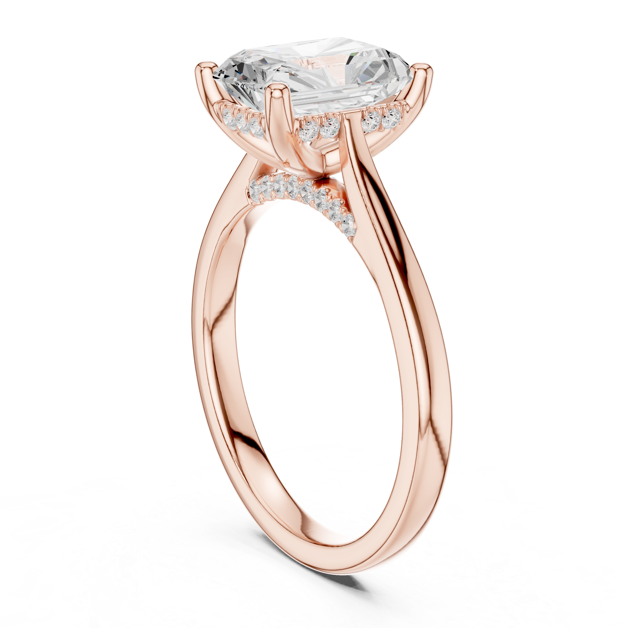 Radiant Cut Hidden Halo Engagement Ring with Cathedral Setting – 2.62 CTW