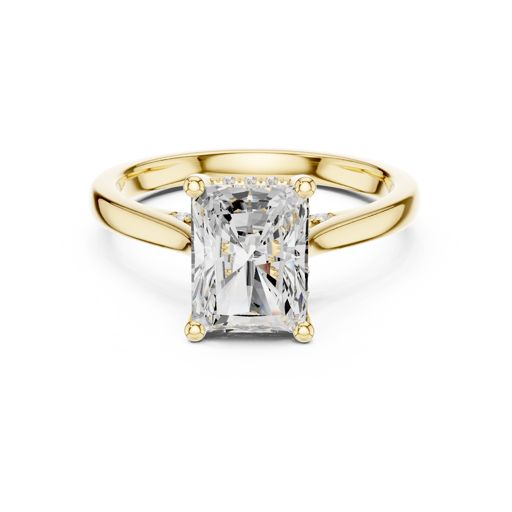 Radiant Cut Hidden Halo Engagement Ring with Cathedral Setting – 2.62 CTW