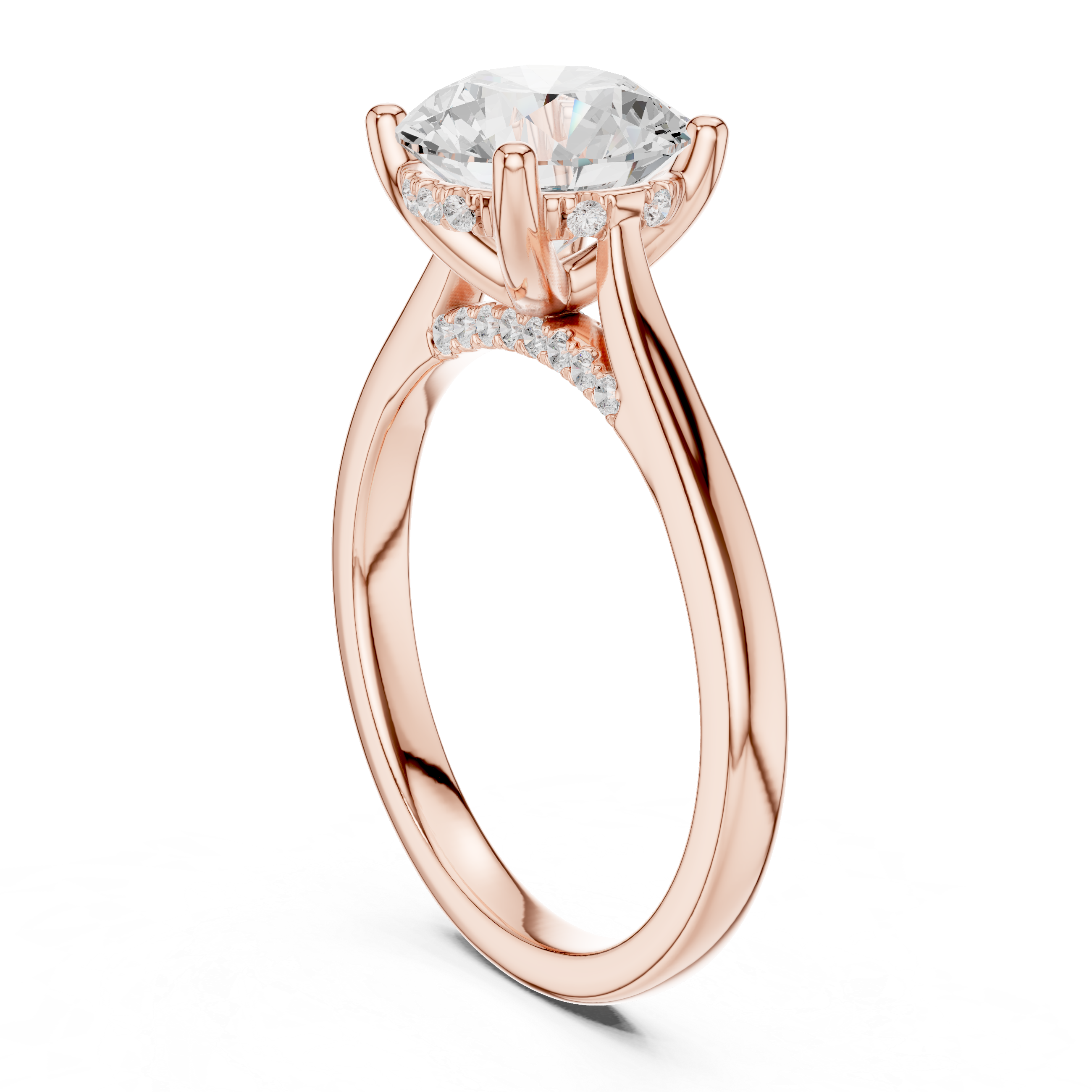 Round Brilliant Hidden Halo Cathedral Engagement Ring – 2.13 CTW Diamond Ring