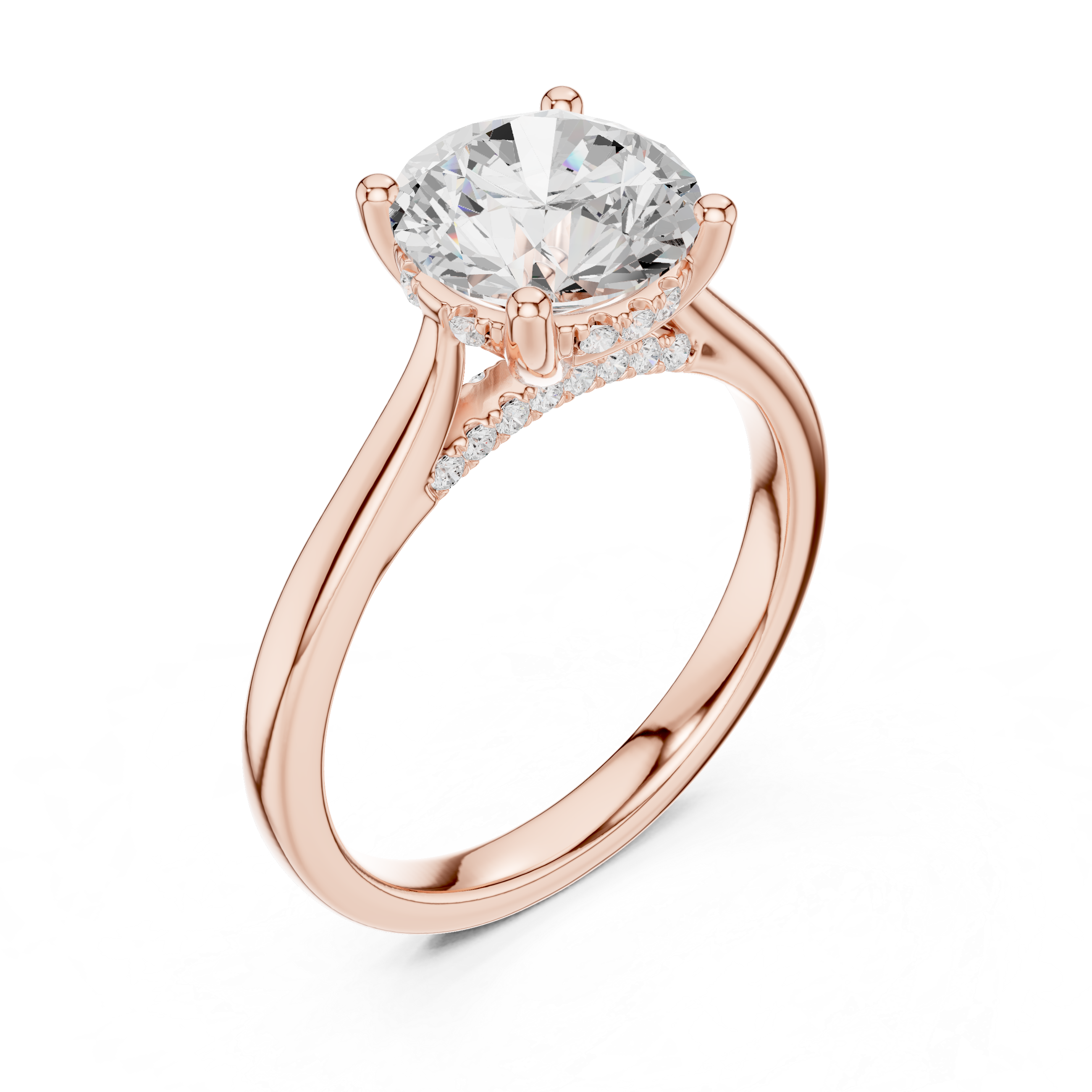 Round Brilliant Hidden Halo Cathedral Engagement Ring – 2.13 CTW Diamond Ring