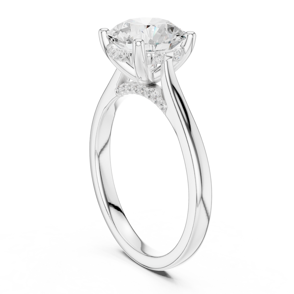 Round Brilliant Hidden Halo Cathedral Engagement Ring – 2.13 CTW Diamond Ring