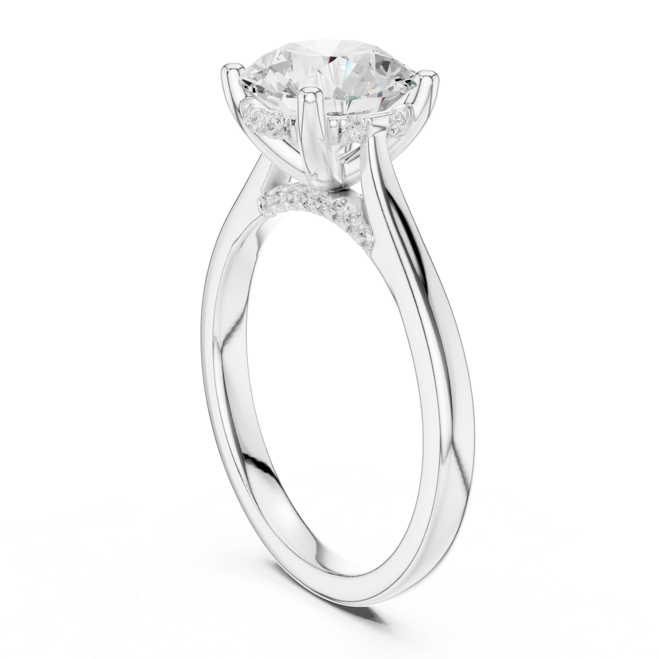 Round Brilliant Hidden Halo Cathedral Engagement Ring – 2.13 CTW Diamond Ring