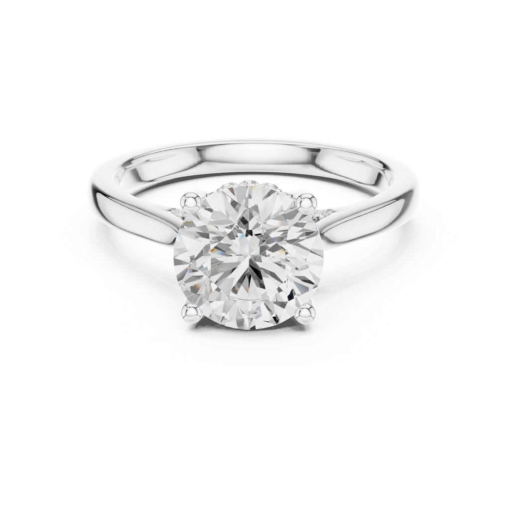 Round Brilliant Hidden Halo Cathedral Engagement Ring – 2.13 CTW Diamond Ring