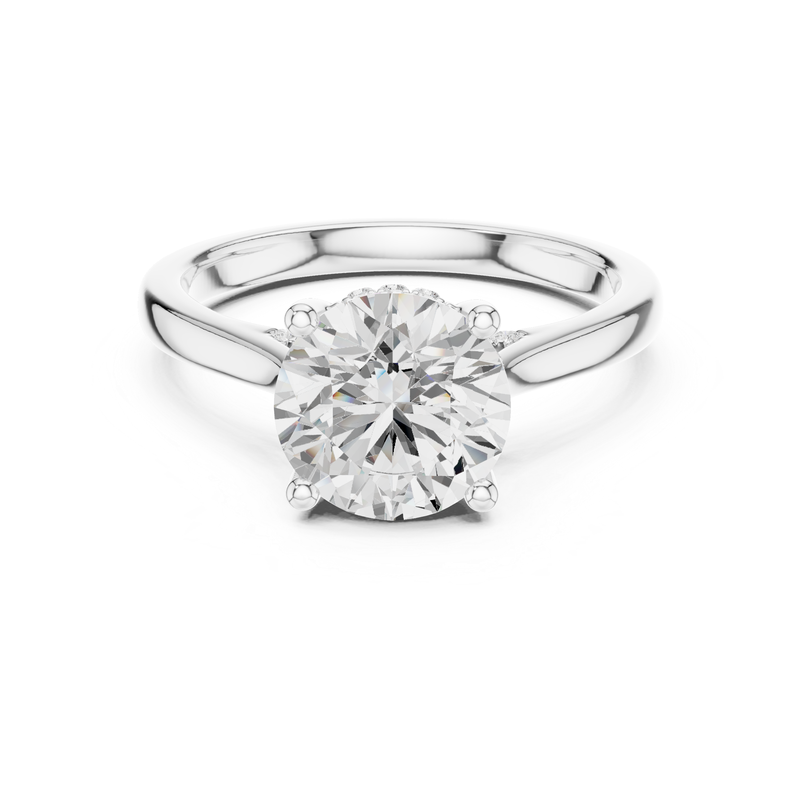Round Brilliant Hidden Halo Cathedral Engagement Ring – 2.13 CTW Diamond Ring