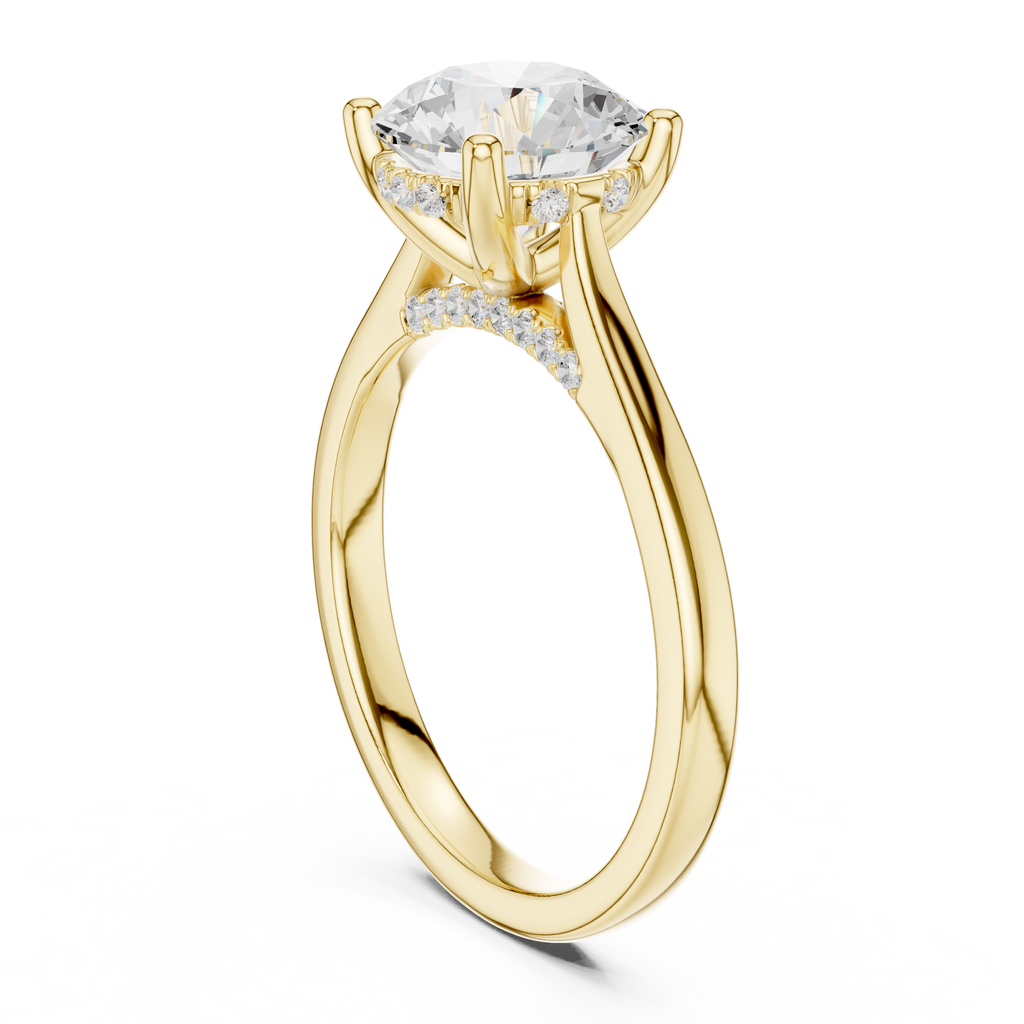 Round Brilliant Hidden Halo Cathedral Engagement Ring – 2.13 CTW Diamond Ring