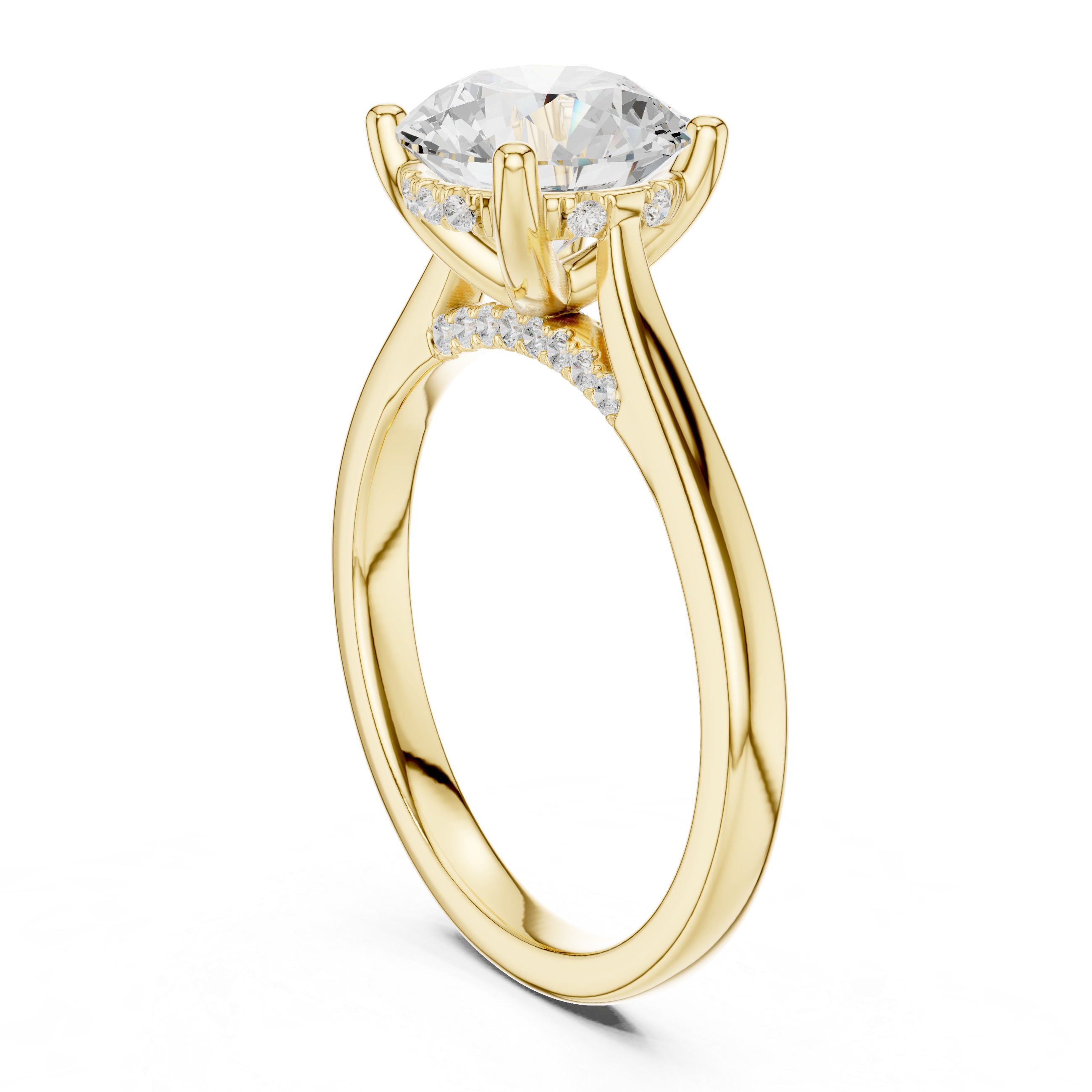 Round Brilliant Hidden Halo Cathedral Engagement Ring – 2.13 CTW Diamond Ring
