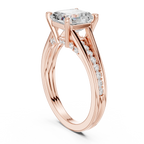 Emerald Cut Cathedral Pavé Diamond Engagement Ring – 2.07 CTW Hidden Gallery Design