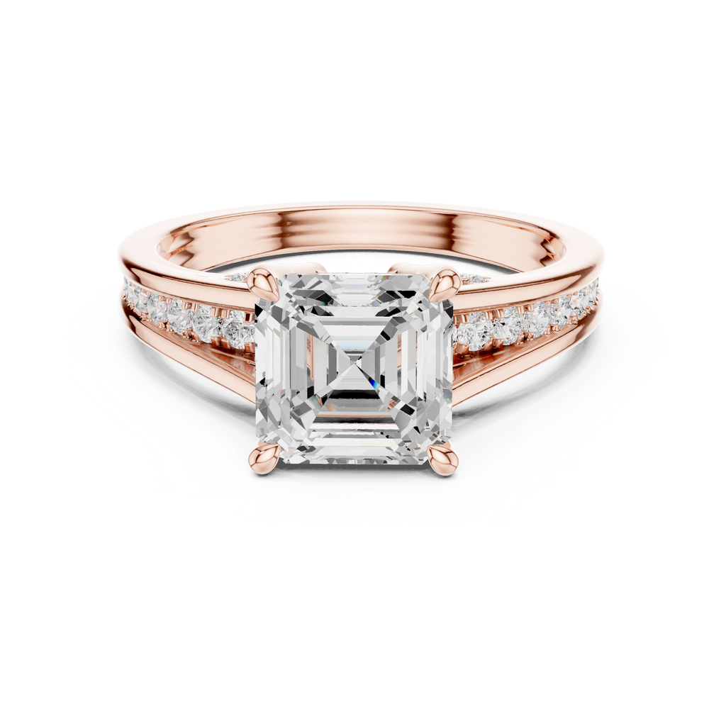 Emerald Cut Cathedral Pavé Diamond Engagement Ring – 2.07 CTW Hidden Gallery Design