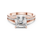 Emerald Cut Cathedral Pavé Diamond Engagement Ring – 2.07 CTW Hidden Gallery Design