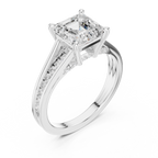 Emerald Cut Cathedral Pavé Diamond Engagement Ring – 2.07 CTW Hidden Gallery Design