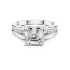 Emerald Cut Cathedral Pavé Diamond Engagement Ring – 2.07 CTW Hidden Gallery Design