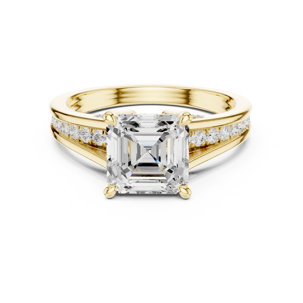 Emerald Cut Cathedral Pavé Diamond Engagement Ring – 2.07 CTW Hidden Gallery Design